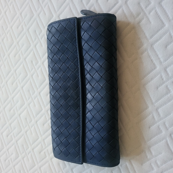 Bottega Veneta Intrecciato Long Wallet Blue - Picture 1 of 12